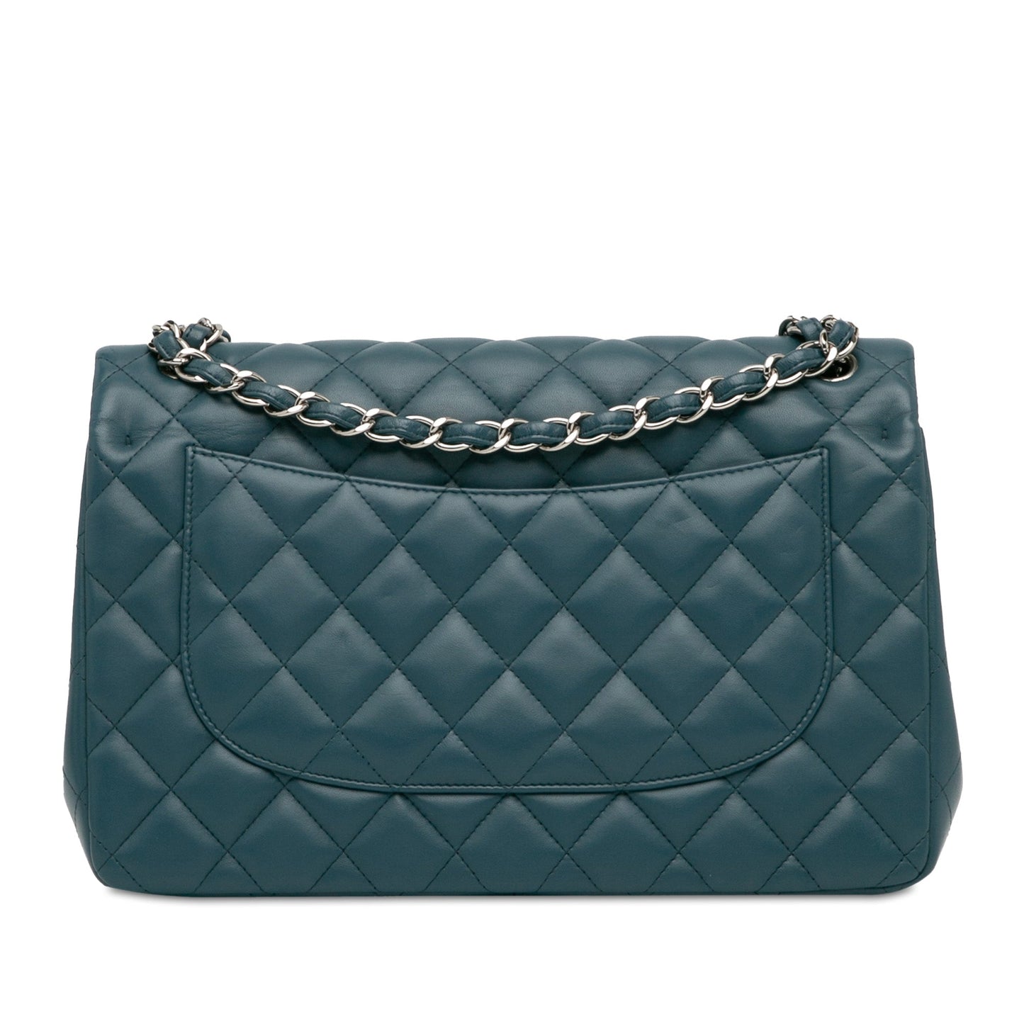Blue Chanel Jumbo Classic Lambskin Double Flap Shoulder Bag