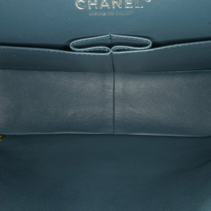 Blue Chanel Jumbo Classic Lambskin Double Flap Shoulder Bag