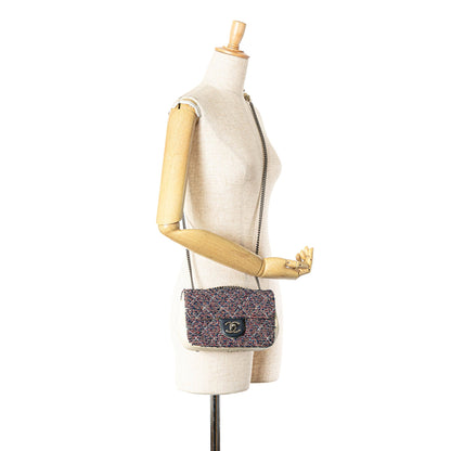 Blue Chanel Mini Rectangular Tweed Single Flap Shoulder Bag