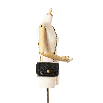 Black Chanel Small Lambskin Diana Flap Crossbody Bag