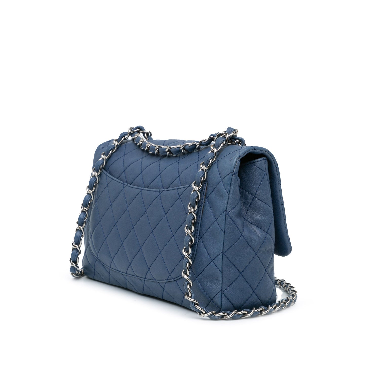 Blue Chanel Jumbo Classic Caviar Single Flap Bag