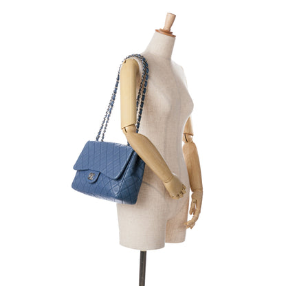 Blue Chanel Jumbo Classic Caviar Single Flap Bag