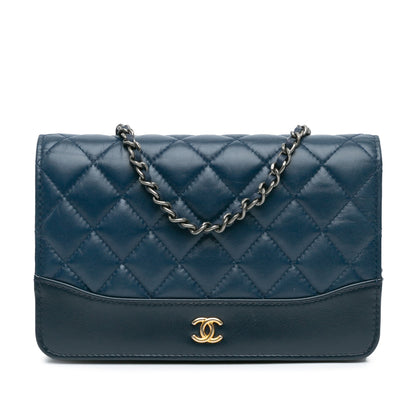 Blue Chanel Quilted Aged Calfskin Gabrielle Wallet On Chain Crossbody Bag