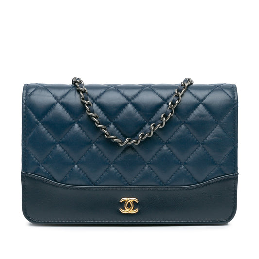 Blue Chanel Quilted Aged Calfskin Gabrielle Wallet On Chain Crossbody Bag