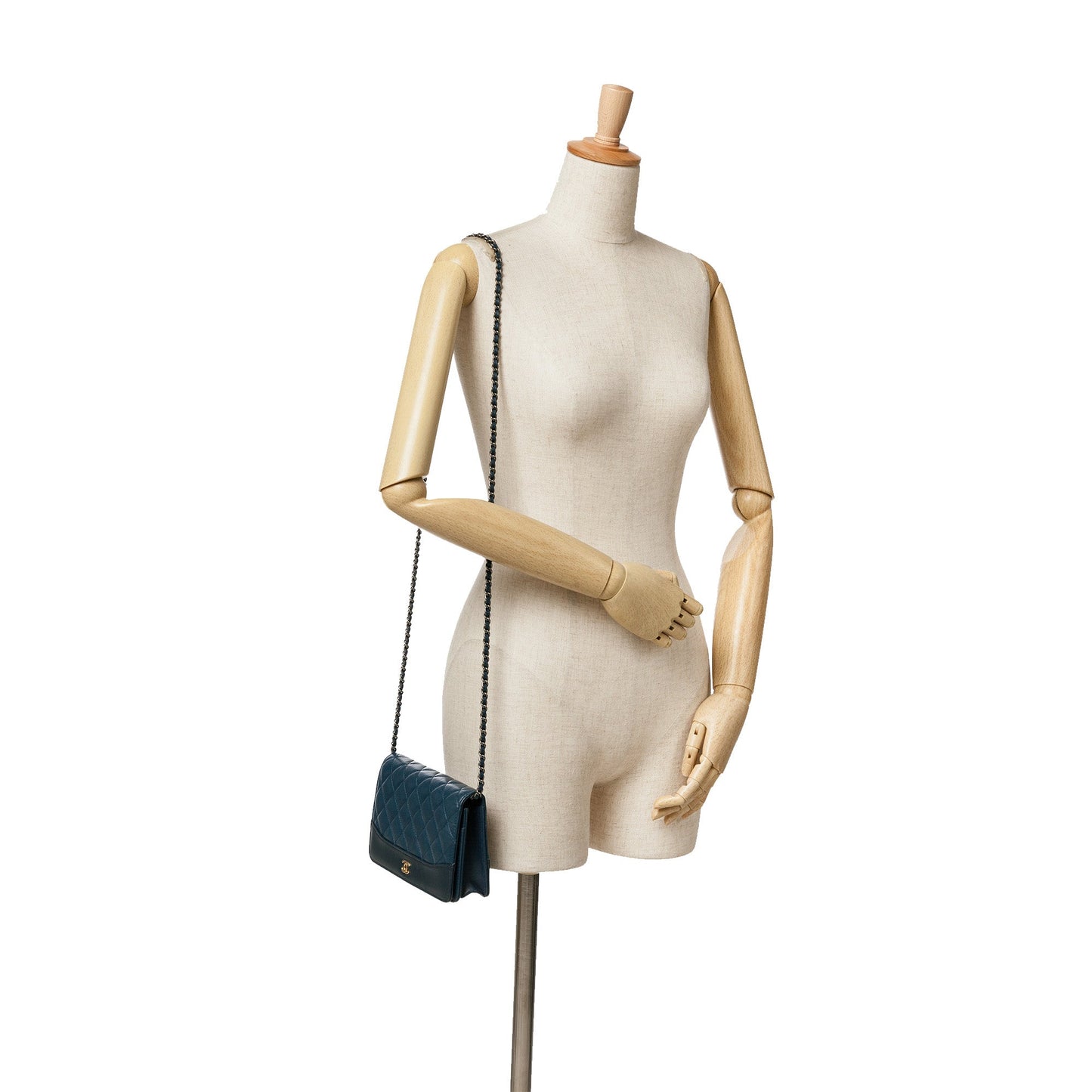 Blue Chanel Quilted Aged Calfskin Gabrielle Wallet On Chain Crossbody Bag