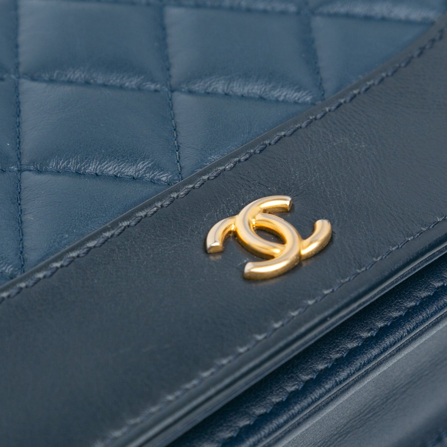 Blue Chanel Quilted Aged Calfskin Gabrielle Wallet On Chain Crossbody Bag