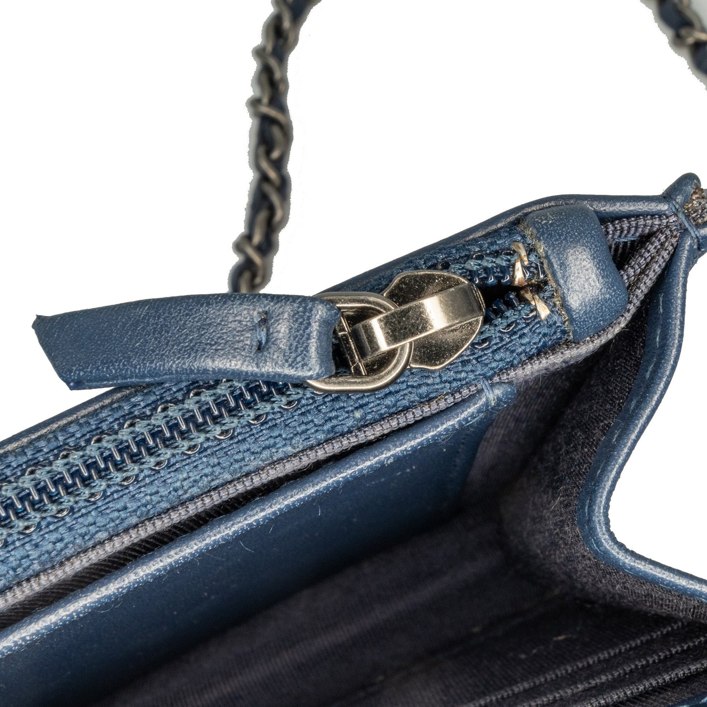 Blue Chanel Quilted Aged Calfskin Gabrielle Wallet On Chain Crossbody Bag