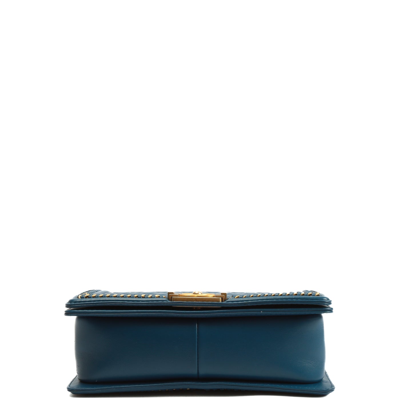 CHANEL Medium Boy Bag with Chain Handle & Trim - Blue w/Gold