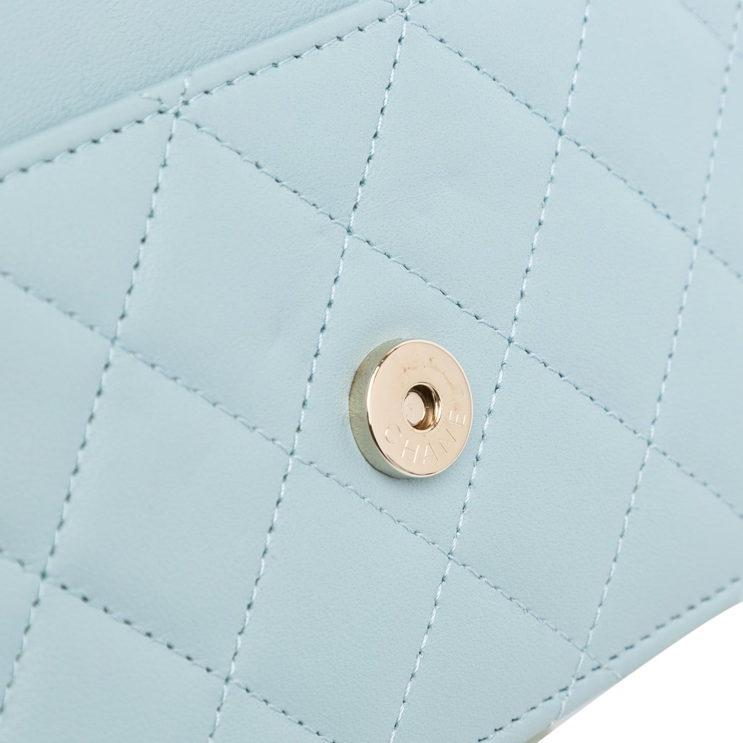 Blue Chanel CC Lambskin Pearl Wallet On Chain Crossbody Bag