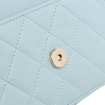 Blue Chanel CC Lambskin Pearl Wallet On Chain Crossbody Bag