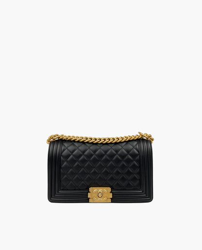 Chanel Sac Boy Medium en cuir noir