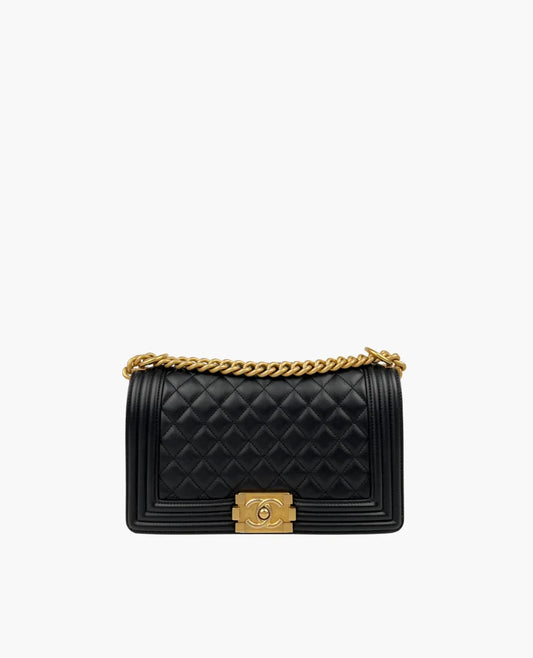 Chanel Sac Boy Medium en cuir noir