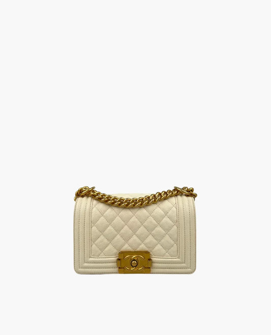 Chanel Sac Boy Small en cuir blanc