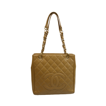 Chanel camel quilted bag with Chanel logo on the front - 2000s