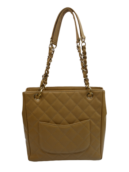Chanel camel quilted bag with Chanel logo on the front - 2000s