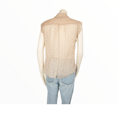 Chanel print beige top - S - 1990s