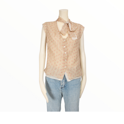Chanel print beige top - S - 1990s