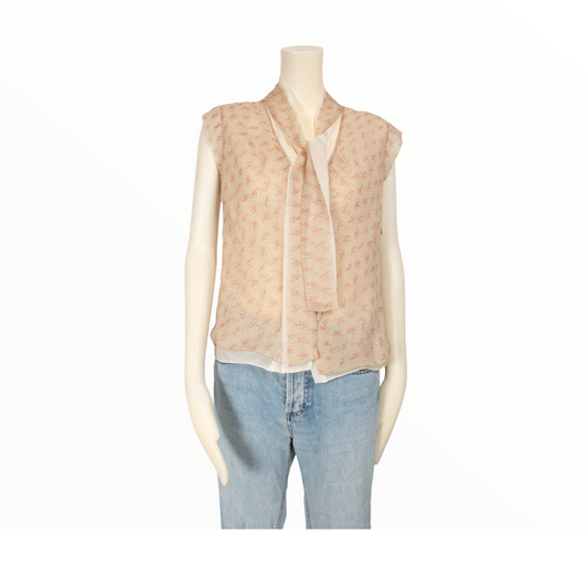 Chanel print beige top - S - 1990s