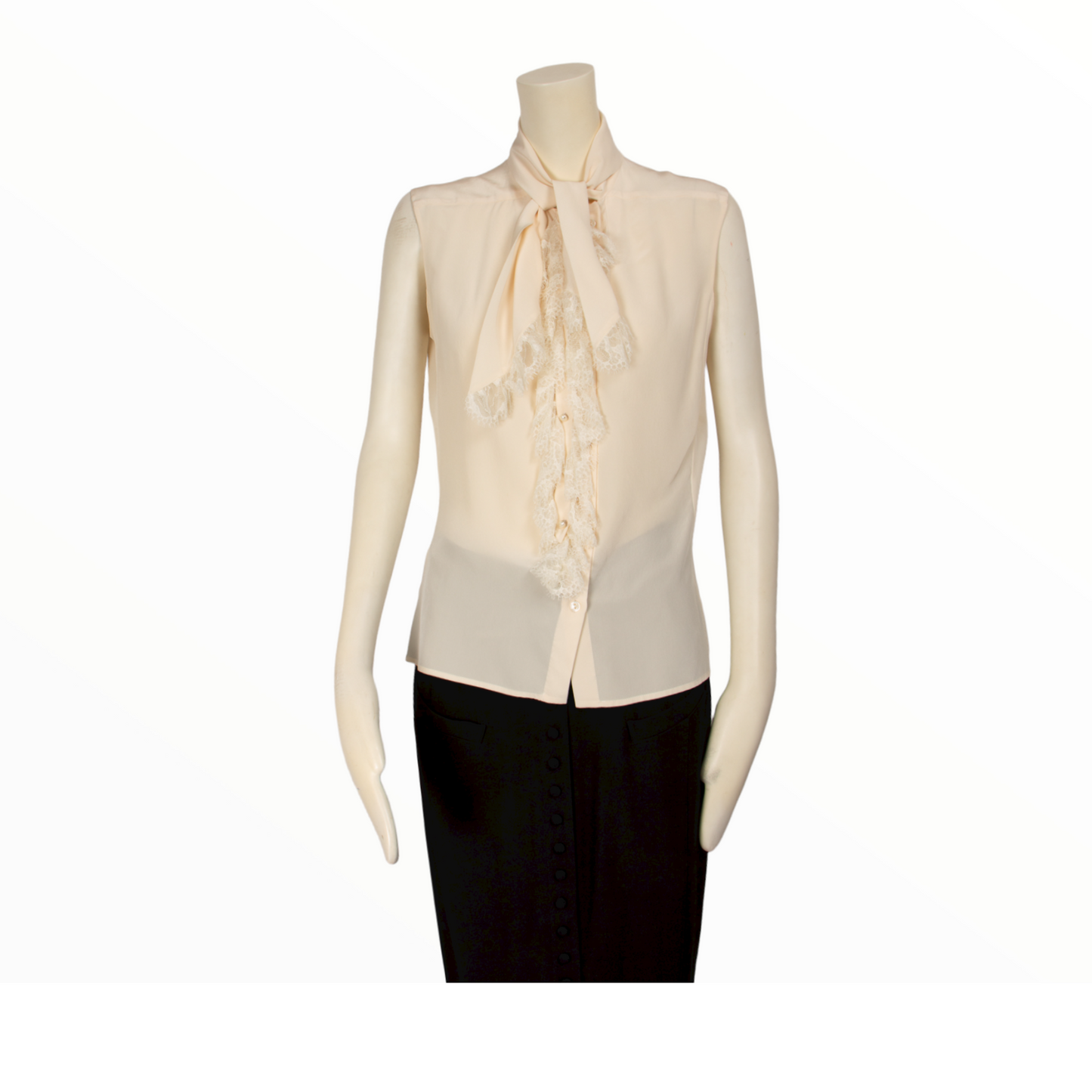 Chanel silk top with lace - S - 2000s