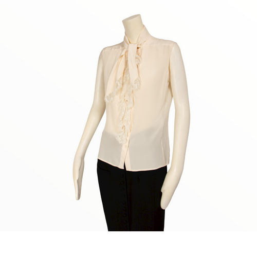 Chanel silk top with lace - S - 2000s