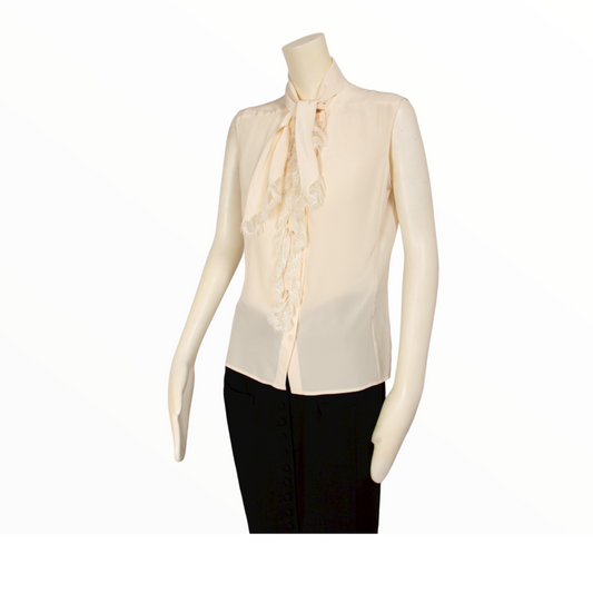 Chanel silk top with lace - S - 2000s