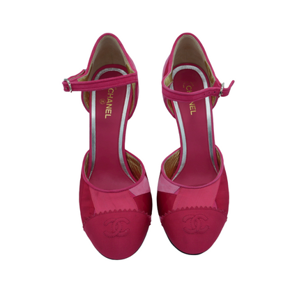 Chanel pink patchwork heeled pumps - 38
