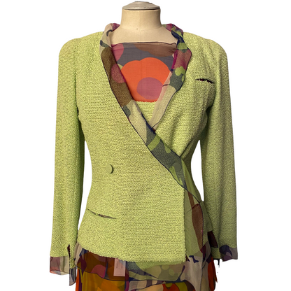 Chanel lime green floral jacket - XS - Spring 2000