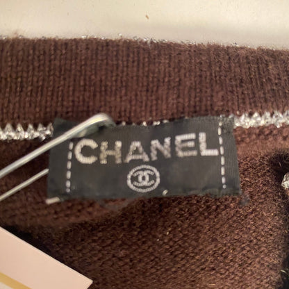 Chanel vintage cashmere brown and silver cardigan - XS - 1990s