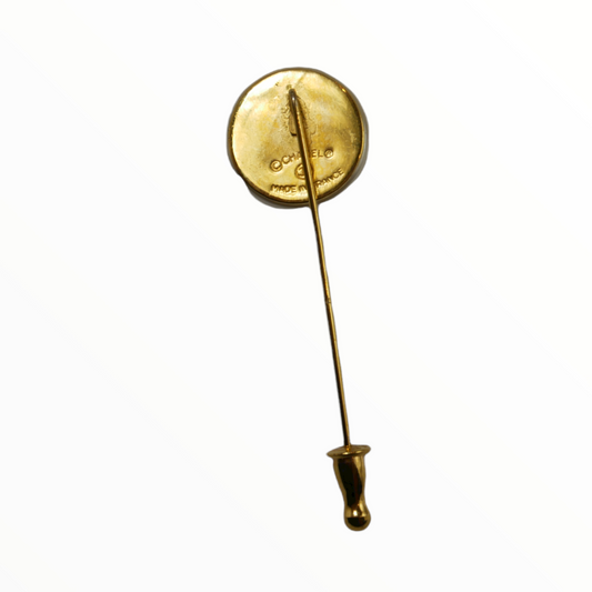 Chanel pearl brooches with gold logo