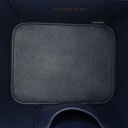 Blue Chanel CC Quilted Caviar Top Handle Vanity Case with Chain