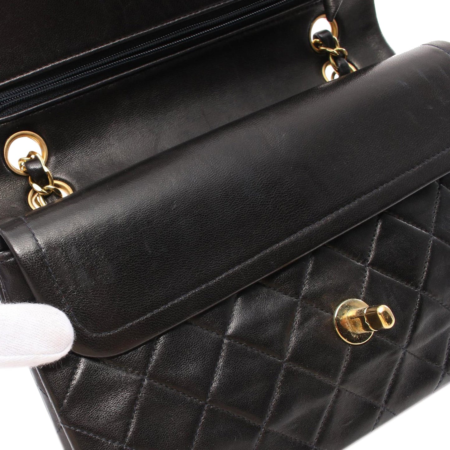 Black Chanel Small Classic Lambskin Double Flap Shoulder Bag