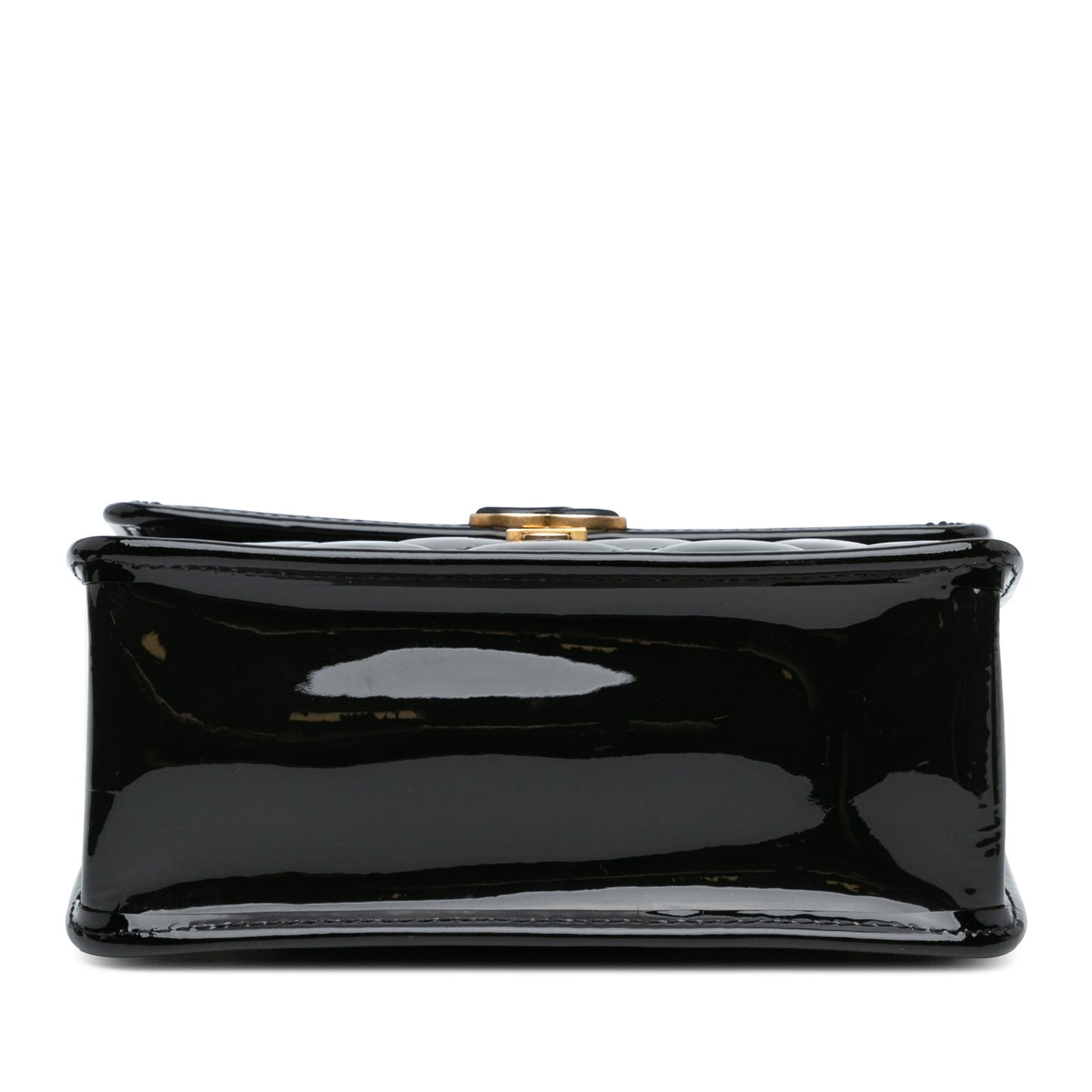 Black Chanel Mini Quilted Patent Graphic Catch Flap Satchel