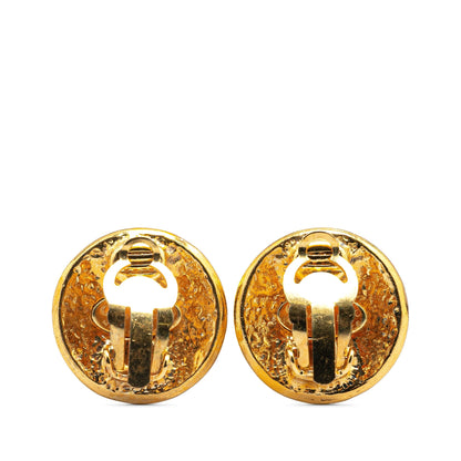 Gold Chanel Gold Plated CC Clip On Earrings