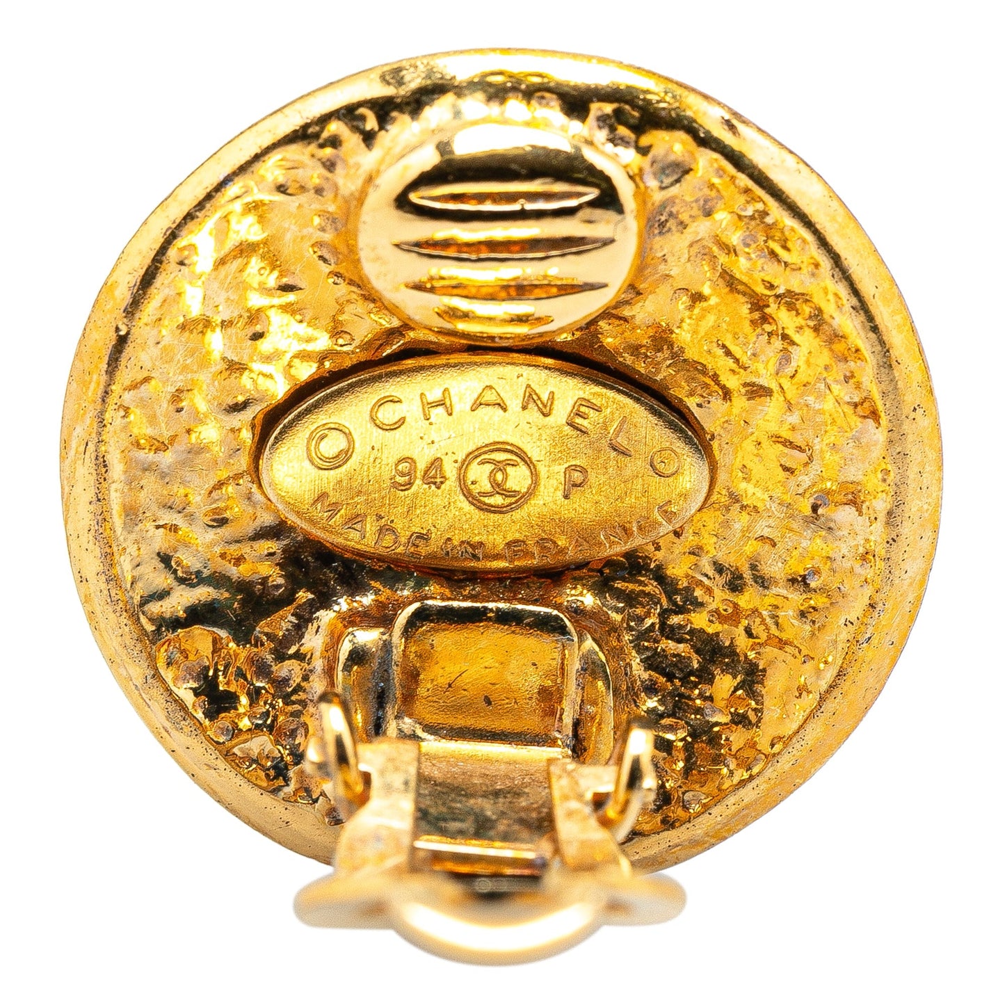 Gold Chanel Gold Plated CC Clip On Earrings