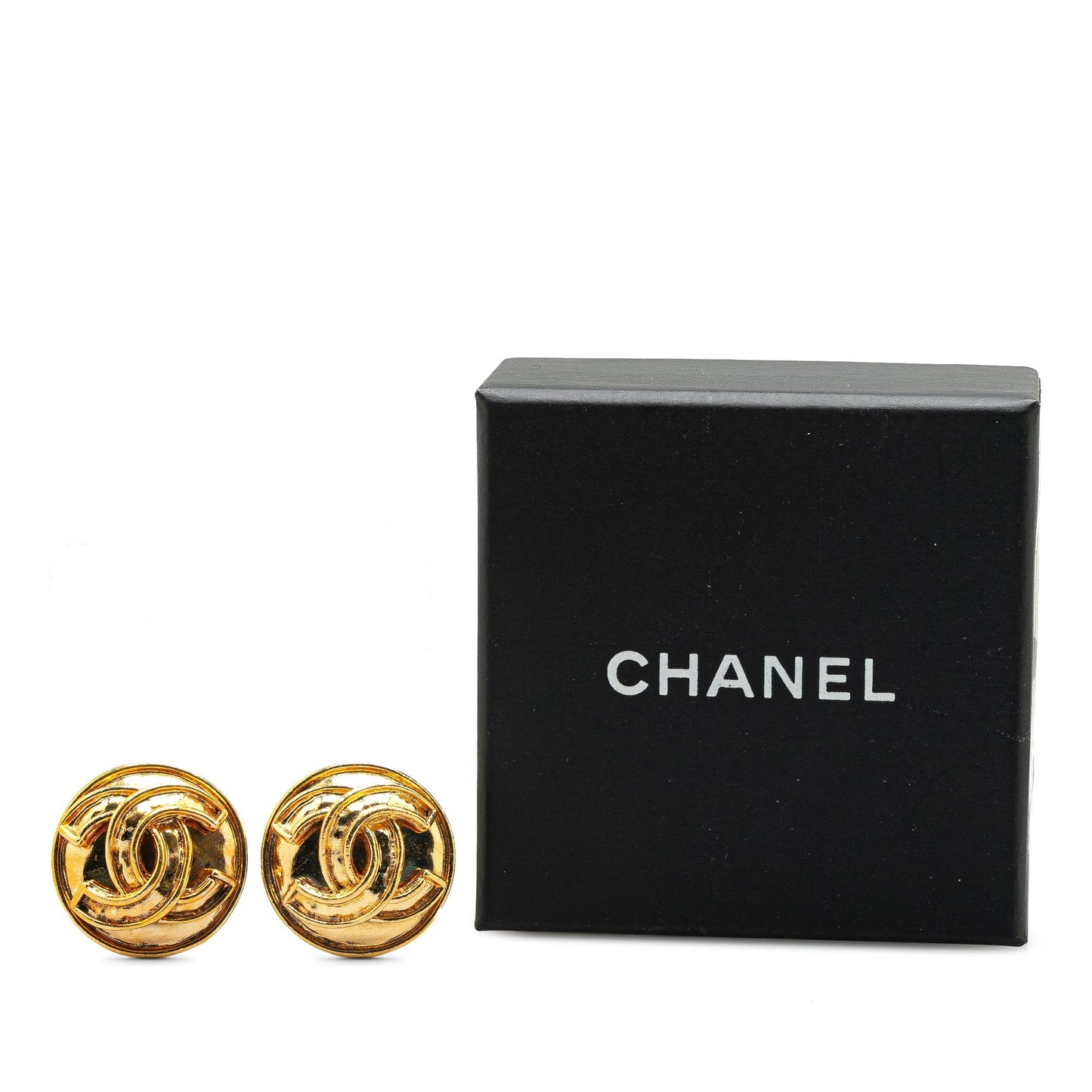 Gold Chanel Gold Plated CC Clip On Earrings