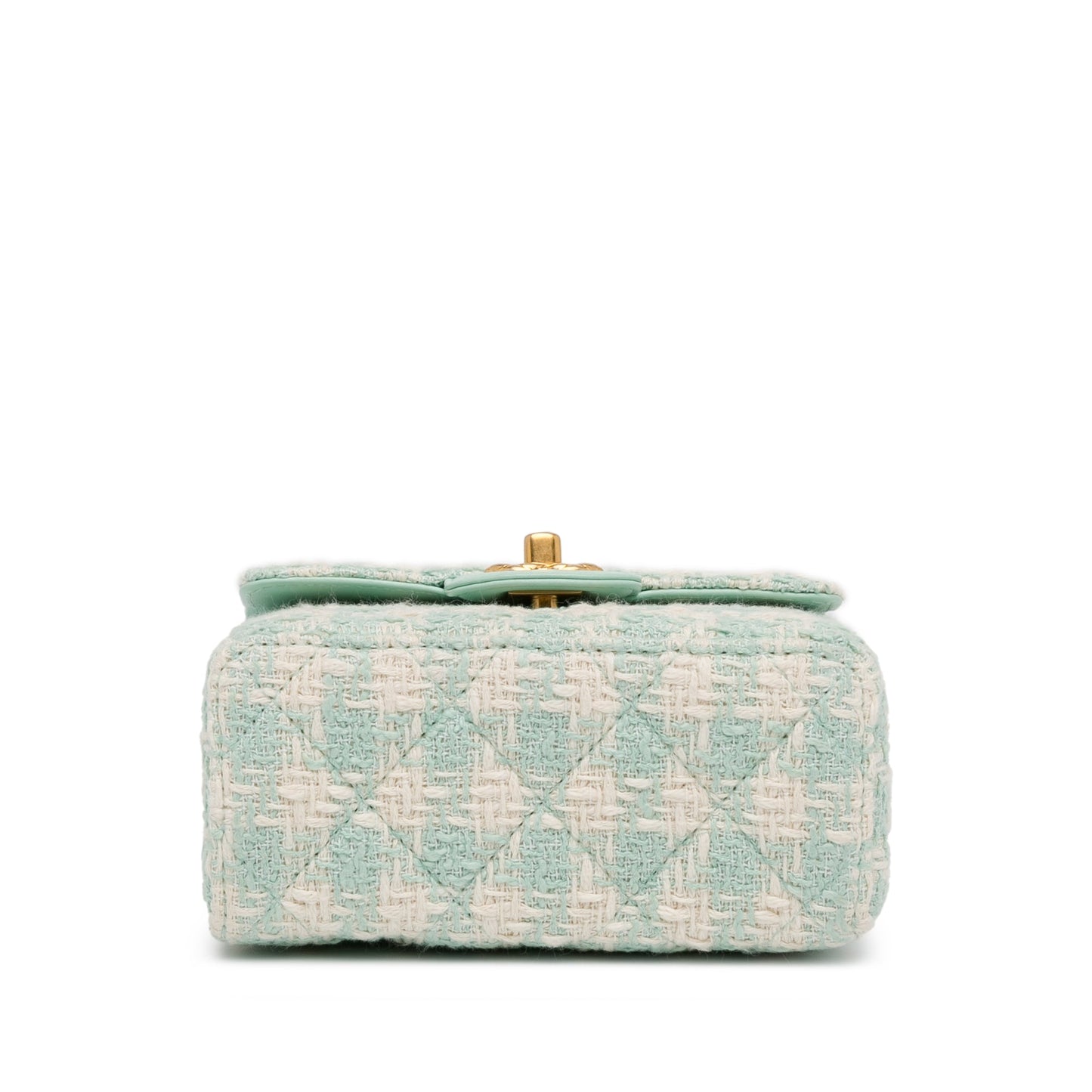 Blue Chanel Quilted Tweed Crush Top Handle Flap Satchel