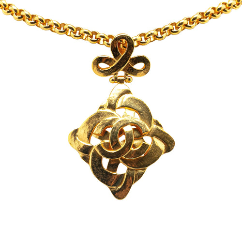 Gold Chanel Gold Plated CC Pendant Necklace
