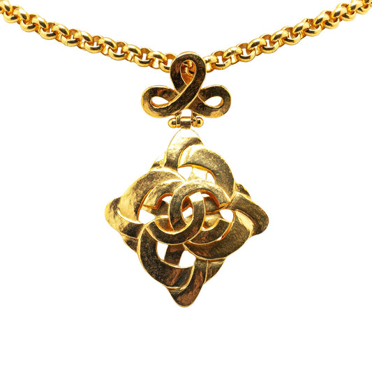 Gold Chanel Gold Plated CC Pendant Necklace