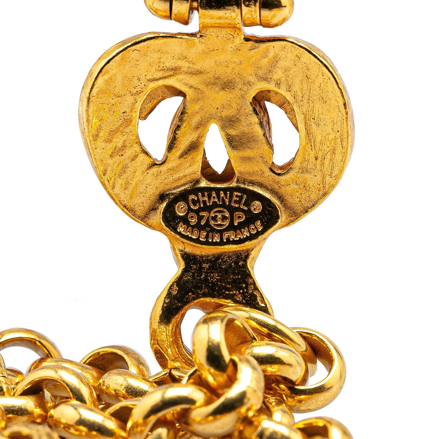 Gold Chanel Gold Plated CC Pendant Necklace