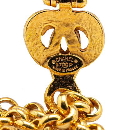Gold Chanel Gold Plated CC Pendant Necklace
