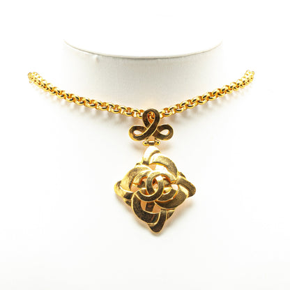 Gold Chanel Gold Plated CC Pendant Necklace
