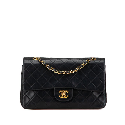 Black Chanel Medium Classic Lambskin Double Flap Shoulder Bag