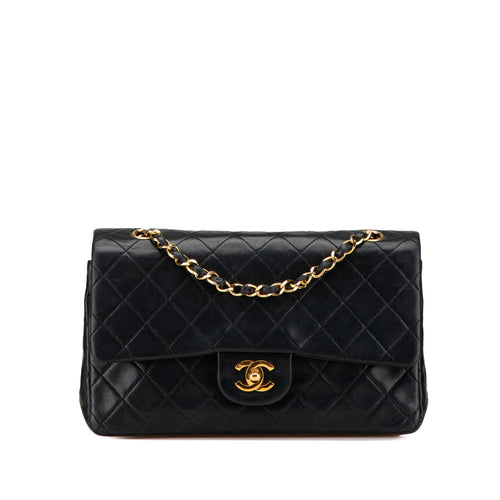 Black Chanel Medium Classic Lambskin Double Flap Shoulder Bag