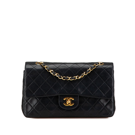 Black Chanel Medium Classic Lambskin Double Flap Shoulder Bag