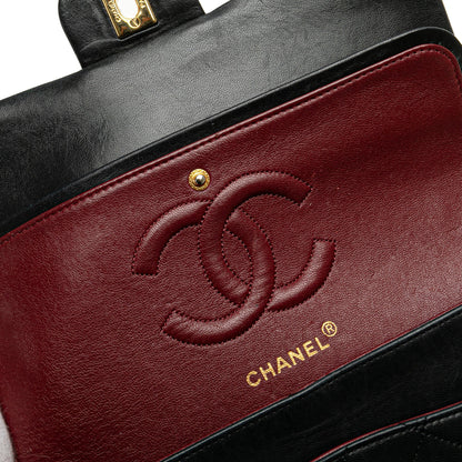 Black Chanel Medium Classic Lambskin Double Flap Shoulder Bag