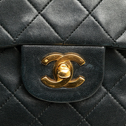 Black Chanel Medium Classic Lambskin Double Flap Shoulder Bag