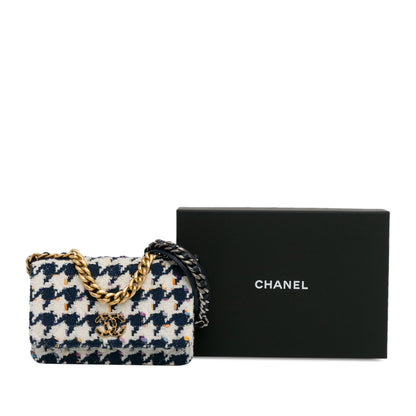 Blue Chanel Tweed 19 Wallet On Chain Satchel