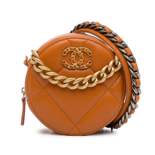 Chanel Sac Lambskin 19 Round Clutch with Chain