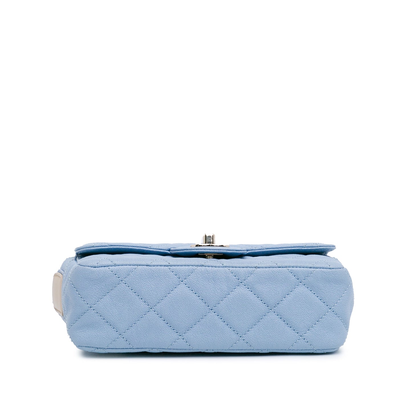 Blue Chanel CC Quilted Caviar Single Flap Crossbody Bag