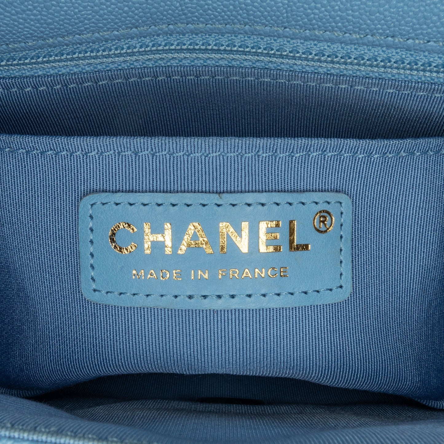 Blue Chanel CC Quilted Caviar Single Flap Crossbody Bag